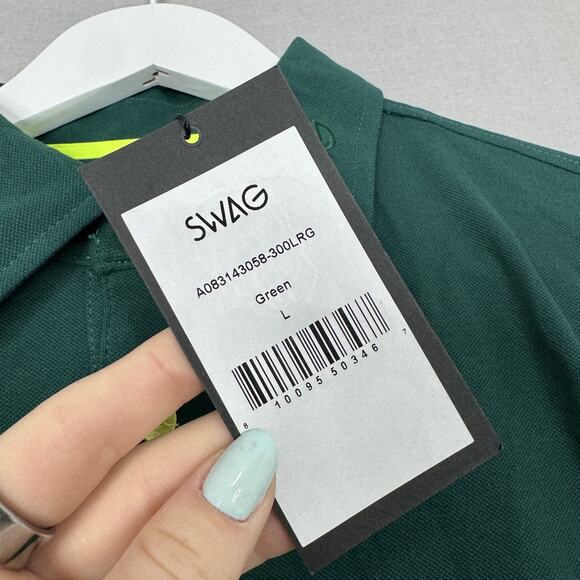 Swag Golf Masters Polo Shirt Mens Large Green Skull Logo Embroidered Performance - Picture 5 of 12